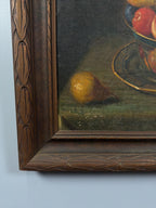 Vintage Oil Painting Still Life, Fruit Bowl Artwork, Classical Dark Background, Framed Traditional Wall Art