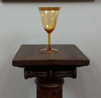 Vintage Amber Wine Glass Set Gold Rim Goblets Hollywood Regency Barware Elegant Stemware Set of 8