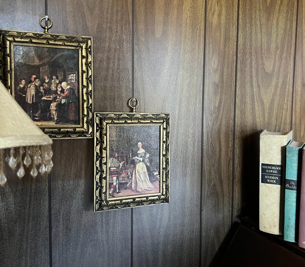 Vintage Dutch Rococo Style Wall Art Set Gold Baroque Frames Romantic Scene Painting Antique Decoration Elegant Interior Accent Gift Idea