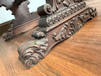 Antique Carved Wood Pedestal Table, Black Marble Top, Victorian Accent Piece
