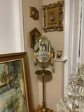 Antique Brass Standing Vanity Mirror Electric Candelabra Floor Lamp Victorian Boudoir Light Fixture Oval Mirror Candle Holder Light Decor