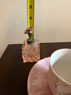 Antique Cup & Saucer Pink Glass Matching Perfume Bottle Hand-Painted Figure Porcelain Romantic Shelf Display Collectible cup saucer Bottle