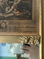 Antique French Trumeau Wall Mirror Ornate Gold Frame Etching Glass Rococo Style Large Gilded Victorian Decoration Hallway Accent Piece