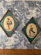 Vintage French "Costumes des Coeurs” Print Louis VIII His Mistress Matted Wall Art Historical Fashion Prints Collectible Gold gild Frames