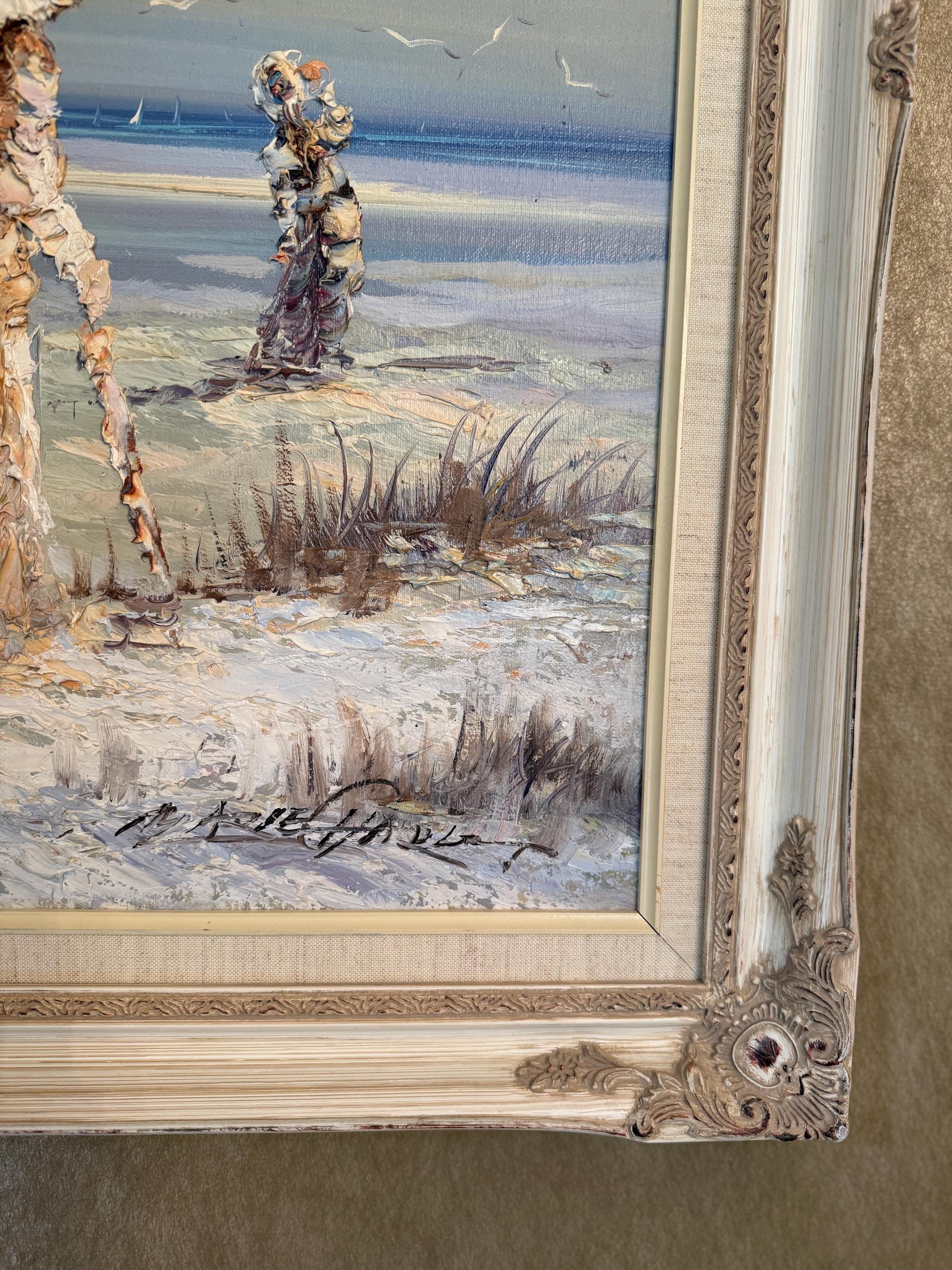 Women on the Beach Impressionist Oil Painting Mid‑Century Impressionist Women Pastel Portrait Seaside Oil Painting Victorian Lady Artwork
