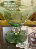 Pairpoint Glass Green Grape Pattern Cut Glass Footed Large Console Bowl.Decorated Bowl Centerpiece Serving Dish Footed Bowl Tableware Dish