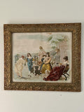Antique Gilded Frame Art Victorian Courting Scene Romantic Wall Decor Ornate Gold Frame Classical Style Interior Collectible Wall Hanging
