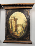 Vintage Pair Neoclassical Grand Tour Wall Panels Roman Ruins Architectural Prints Framed Art