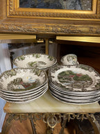 Vintage Johnson Bros Friendly Village China Set Winter Scene Transferware Holiday Tea Plates Bowls Cups Display Gift Cottage Kitchen