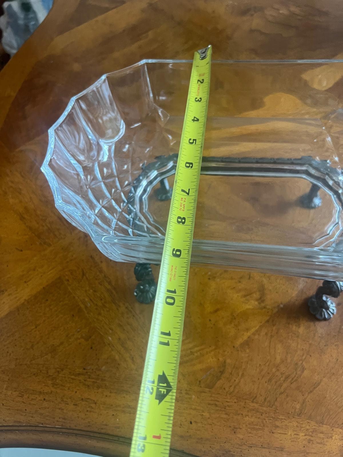 Vintage Art Deco Fluted Glass Dish Elegant Crystal Dish Heisey Bowl Silverplate Stand Centerpiece Jardiniere Fruit Bowl Vintage Glassware