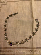 Vintage Taxco Sterling Silver Amethyst Necklace, Modernist Mexican Silver Statement Necklace, Sculptural 925 Link Necklace, Artisan Jewelry
