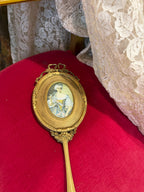 Victorian Style Brass Hand Mirror, Marie Antoinette Portrait, Rococo Decor