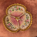 Antique German Hand-Painted Floral Gilt Porcelain Serving Dish, Rococo Candy Bowl