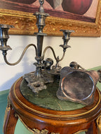 Antique Pair Silver Candelabra Five Arm Baroque Candle Holders Ornate Heavy Metal Candle Stand Classical Decoration Mantel Table Display