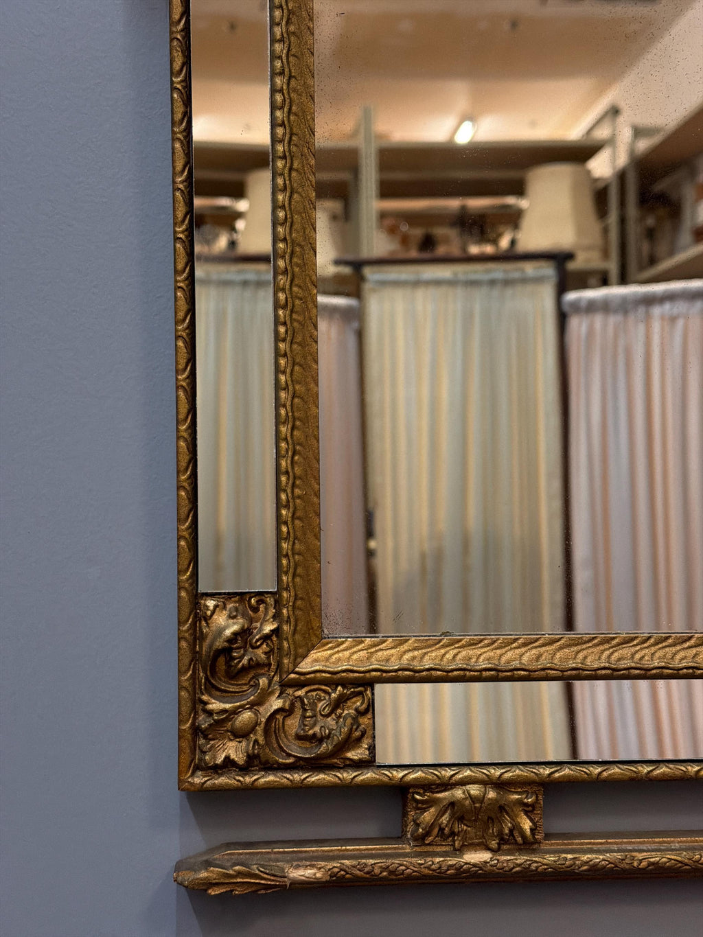Vintage Gilt Ribbon Mirror, French Style Bow Frame, Hollywood Regency Gold Accent