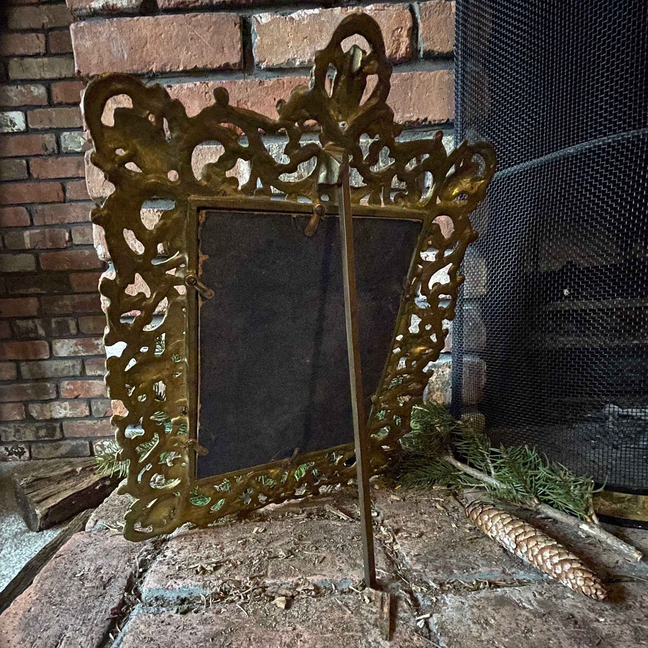 Vintage Victorian Style Gold Brass Pictures Frame with Easel Back 16"12"