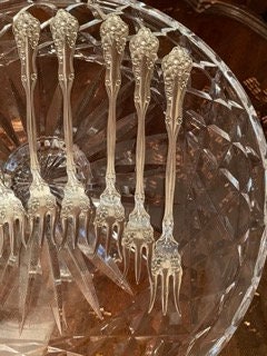 Vintage Silver Plated Dessert Fork Set Floral Rococo Style Elegant Table Decor Shabby Chic Party Cutlery Gift Idea Antique Look Unique Find