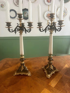 Pair of Empire Style Gilt-and Patinated-Bronze Candelabra 4 Arms