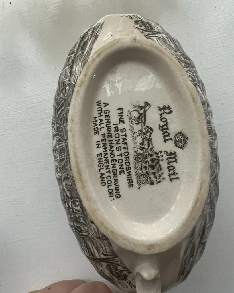 Vintage Royal Mail Heritage Hall Staffordshire Transferware English China Dinnerware Tea Set Rare English Country Horse Carriage Scene