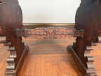 Antique Carved Wood Pedestal Table, Black Marble Top, Victorian Accent Piece