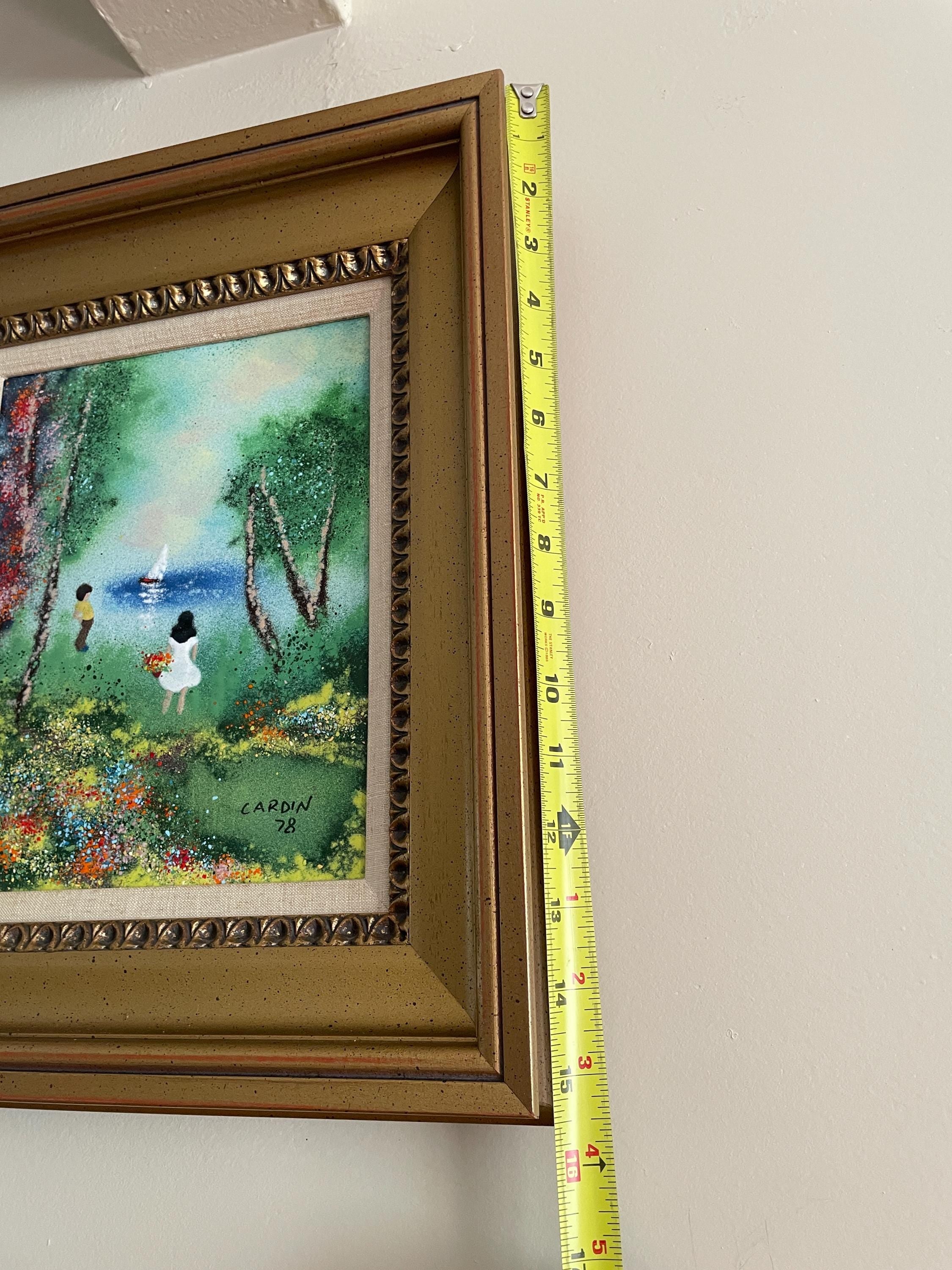 Louis Cardin Signed Original 1978 Artwork Framed Impressionist Painting Enamel Nature Scene Collectible Wall Art Certified Vintage Frame Art