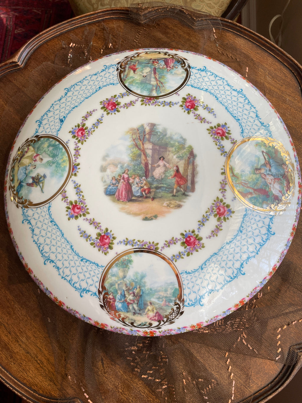 Vintage Amazing Limoges France Porcelain Dish with Lid  Gold Trim Round Cookie Bowl