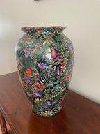Vintage Matching Hand-Painted Vase Framed Oil Painting Set Zebra Art Wildlife Vase Set Same Artist Wall Art Wood Frame Floral Animal Motifs