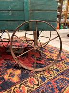 Antique Wooden Wagon Green Child Pull Wagon Primitive Farm Cart Rustic Farmhouse Decor Outdoor Planter