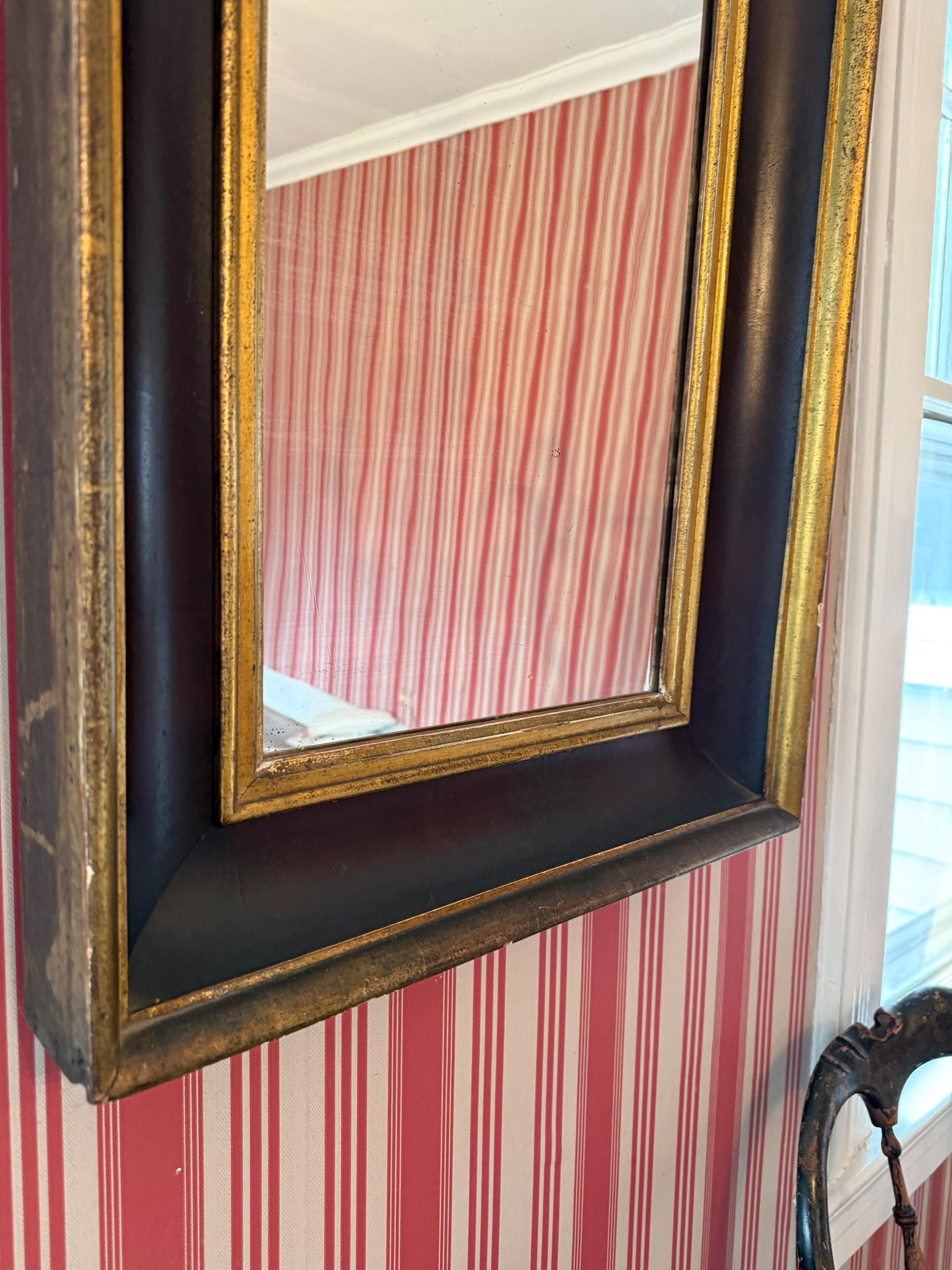Antique Gilded Mirror Aged Patina Smoky Blurry Glass 19th Mirror Mercury Glass Federal Style Rustic Distressed Frame Early American Decor