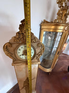 Antique Neoclassical Marble Gilded Details Grandfather Tall Standing Floor Clock Luxurious Home Decoration Clock Collectible Italian Clock