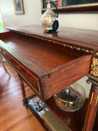 Antique French Empire Mahogany Console Table Three Tier Gilt Bronze Mounts Elegant Hallway Entryway Display Stand Decorative Furniture
