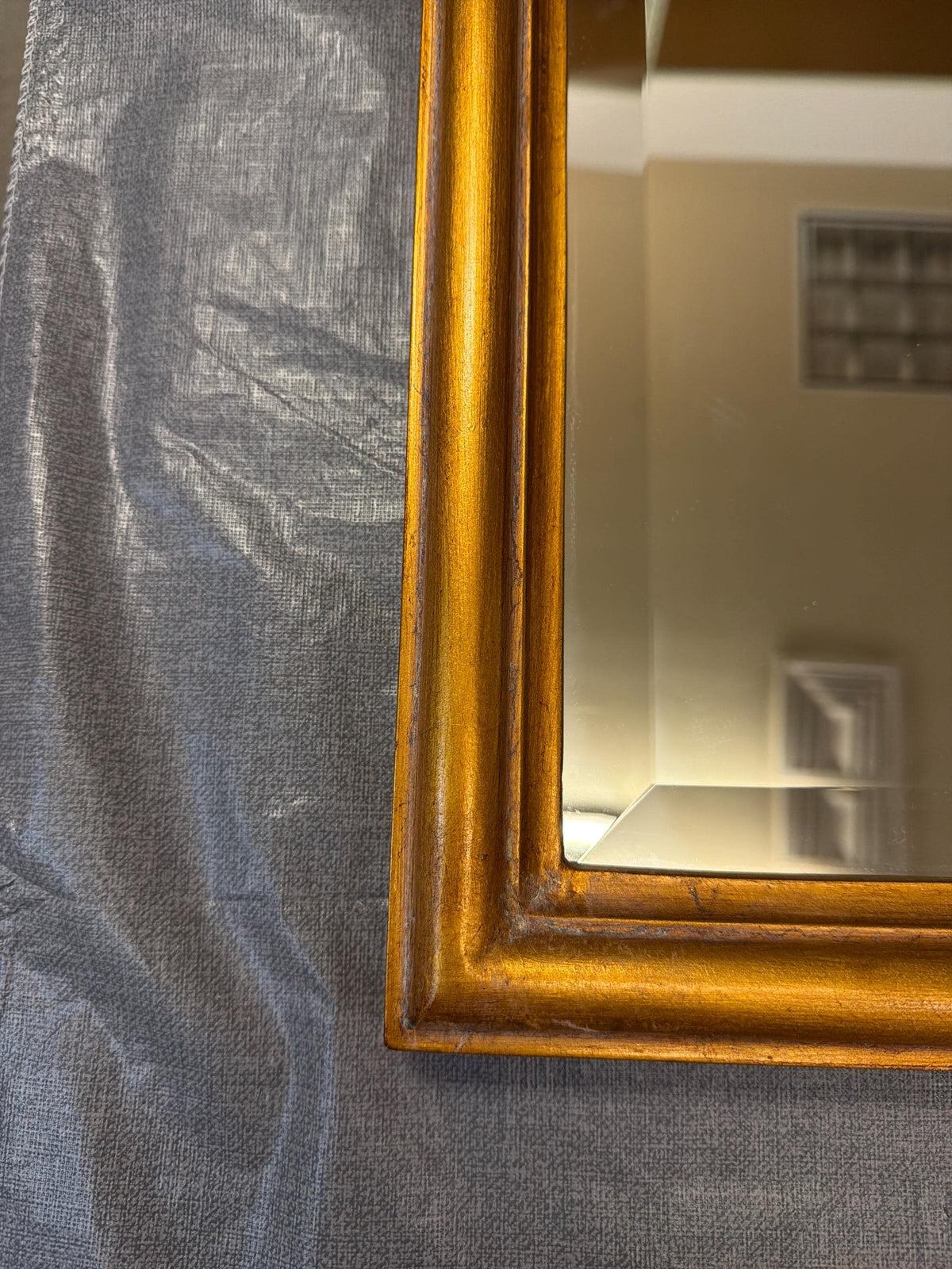 Vintage Gilt Ribbon Mirror, French Style Bow Frame, Hollywood Regency Gold Accent