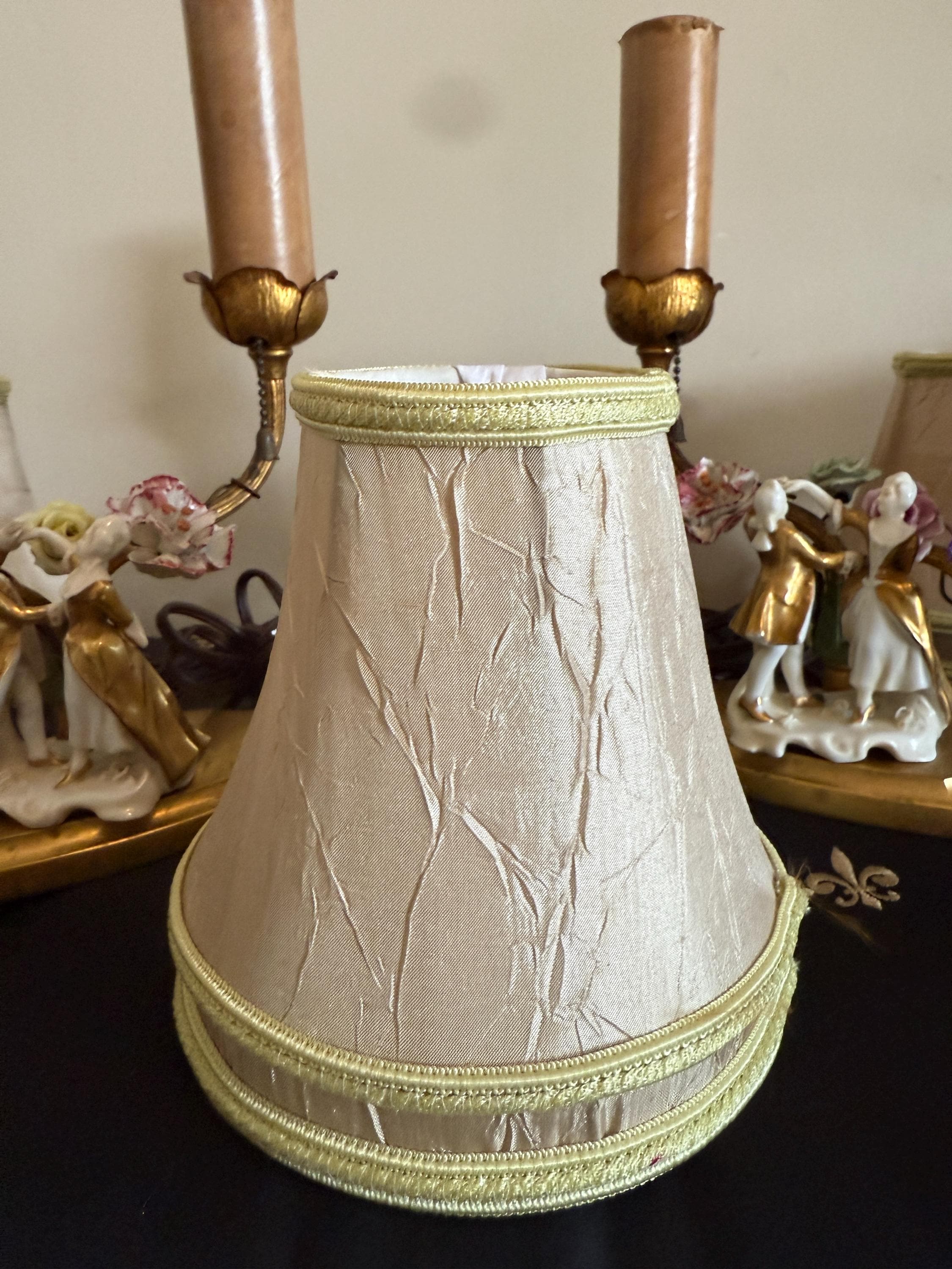 Antique Pair of French Victorian Bronze & Porcelain Lamps Early 1900s Hand Painted Figurines Flowers Exquisite Rare Pair Working Table Lamp