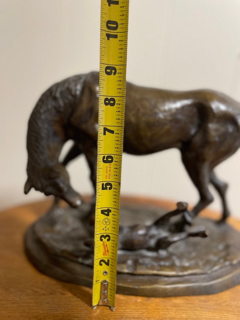 Bronze Horse Sculpture Vintage Animal Figurine Western Art Decorative Equestrian Statue Rustic Cabin Decorative Large Heavy Collectible