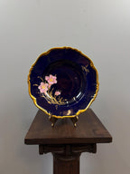 Vintage Cobalt Blue Porcelain Diner Set 22K Gold Hand Painted Bavaria Waldershof Floral Tea Set 12 Place Settings