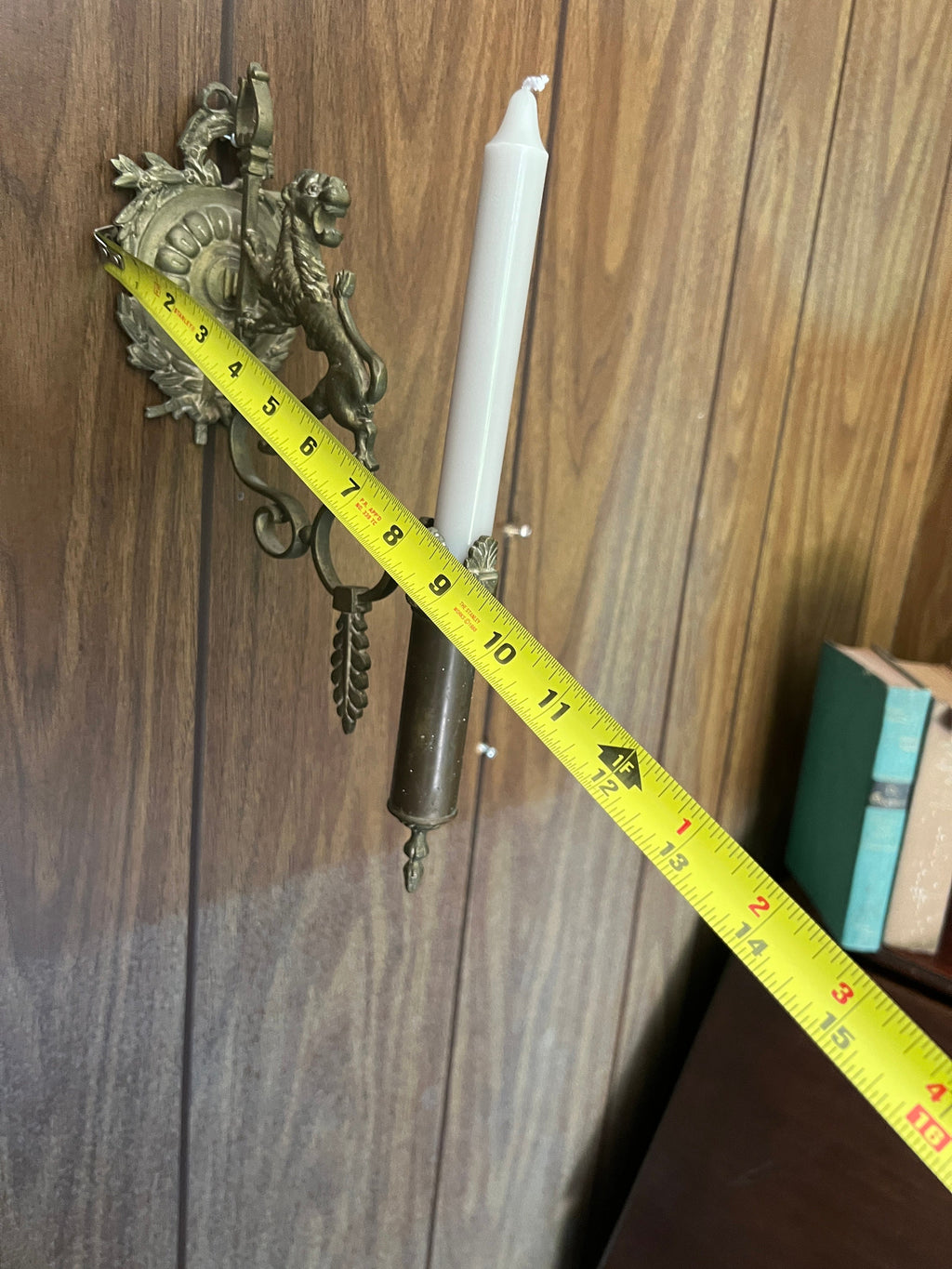 Antique Brass Wall Candle Holder Gothic Lion Sconce Medieval Lighting Fixture French Chateau Decoration Dragon Arm Candlelight Unique Rare