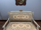 Vintage French Settee – Louis XVI Style Floral Needlepoint Loveseat