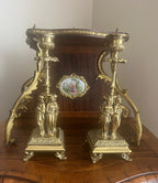 Antique Brass Candlestick Pair, Figurine Design, Victorian Style
