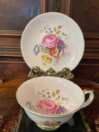 Vintage Royal Grafton Fine Bone China Teacup Saucer Set Pink Floral Gold Trim English Porcelain Afternoon Tea Display Collectible Elegant