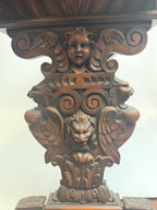 Antique Style Carved Wood Console Table Renaissance Revival Cherub Lion Griffin Sofa Table
