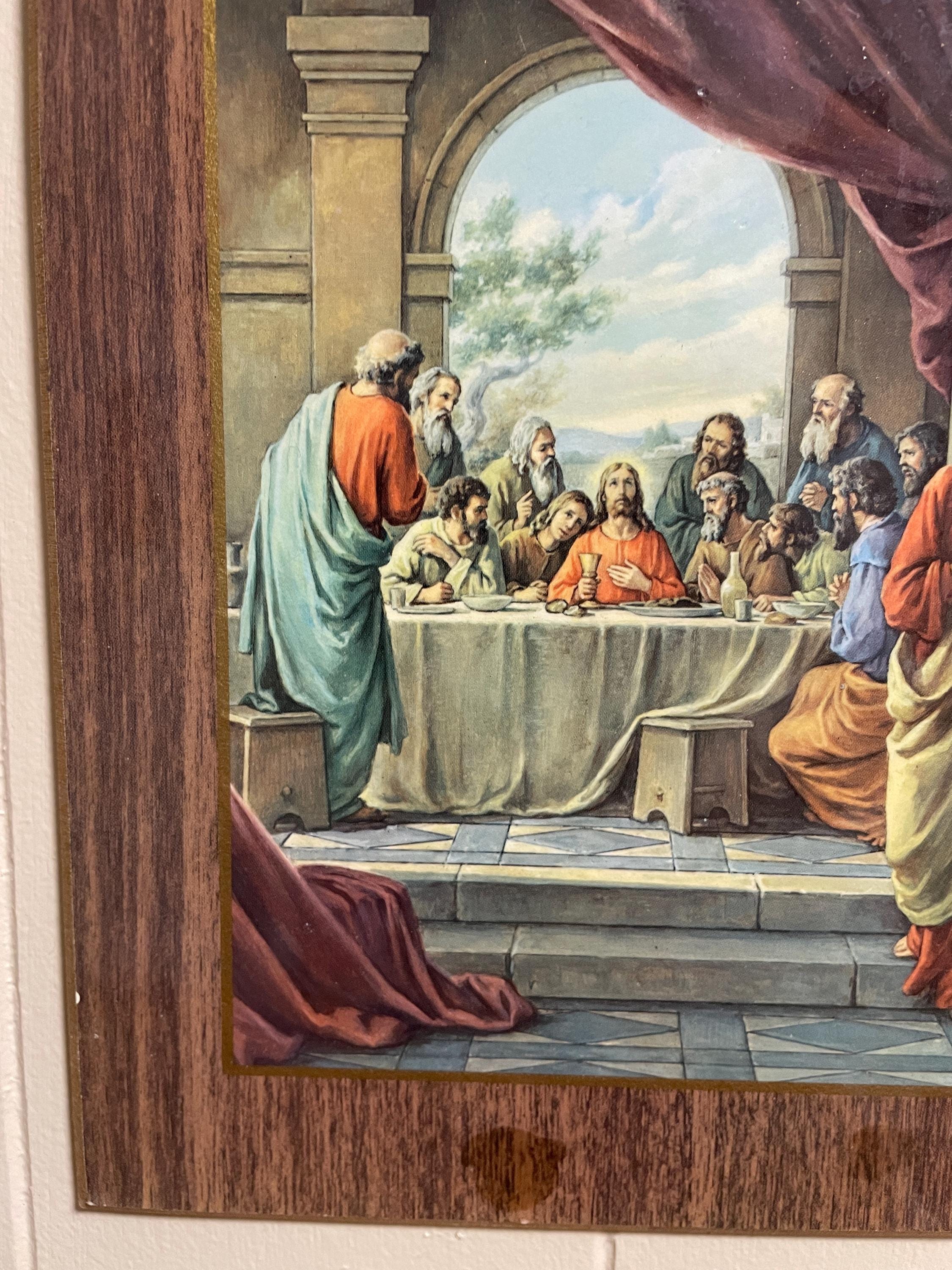 Vintage Small Framed Last Supper Print   religious Wall Hanging Christmas Gift Christian Art Religion Home Church Decorations Wall Art