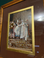 Antique French Style Prints Pair Elegant Wedding Celebration Scenes Gilded Mat Brown Frame Victorian Wall Art Home Decor Romantic Touch