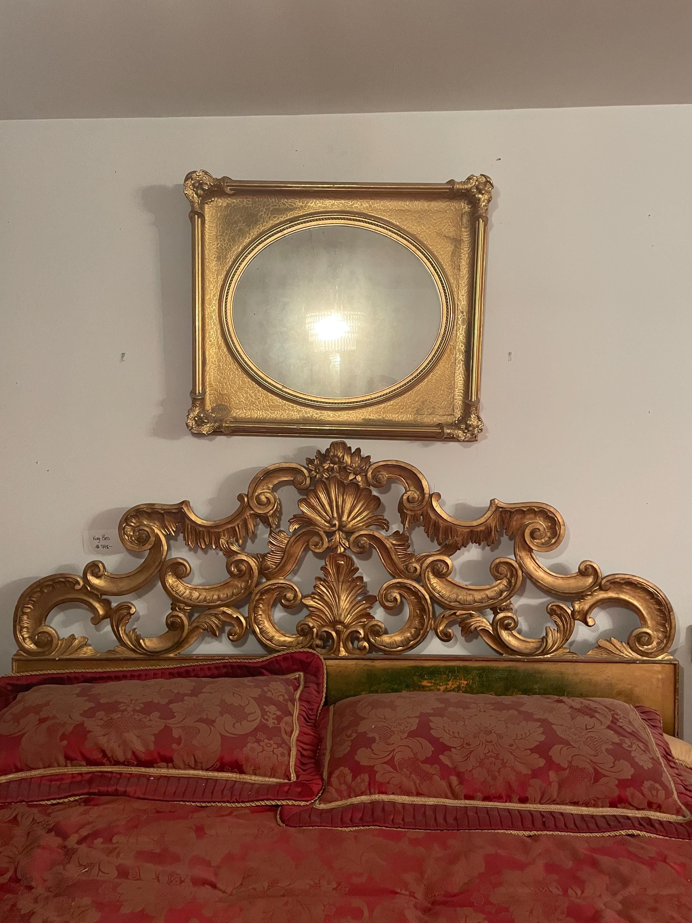 Antique Gold Gilt Oval Mirror Ornate Baroque Frame Victorian Style Wall Decor Vintage Rococo Accent Gilded Classical European Vanity
