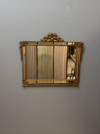 Vintage Gilt Ribbon Mirror, French Style Bow Frame, Hollywood Regency Gold Accent