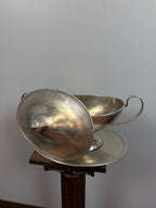 Vintage French Silver Plate Tureen With Underplate, Double Handle Serving Dish