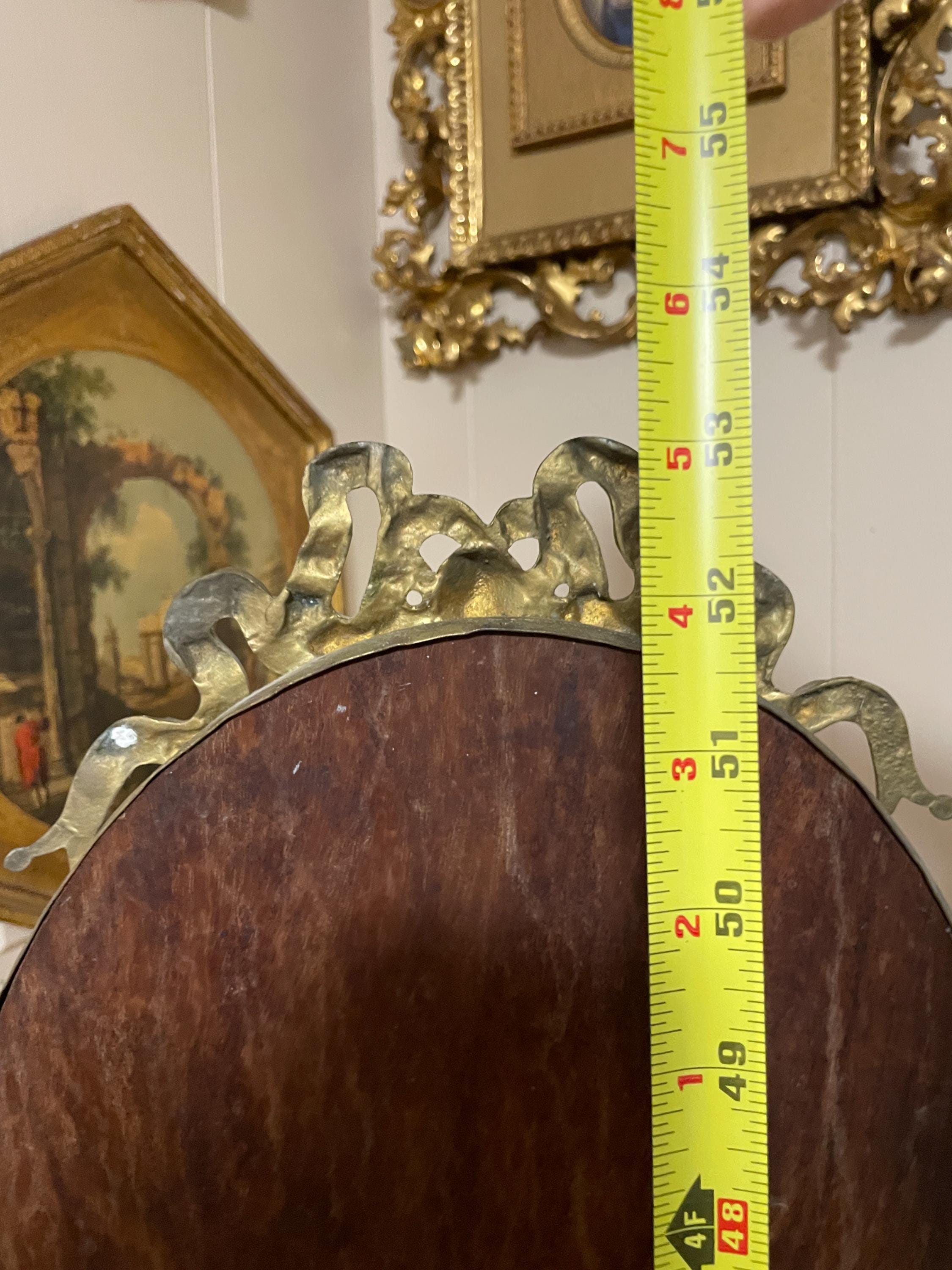Antique Brass Standing Vanity Mirror Electric Candelabra Floor Lamp Victorian Boudoir Light Fixture Oval Mirror Candle Holder Light Decor