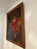 Antique Oil Painting of a Young Boy Red Large Framed Portrait 19th C English Style Rare Impressive Artwork Thomas Lawrence Inspired Wall Art