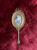 Victorian Style Brass Hand Mirror, Marie Antoinette Portrait, Rococo Decor