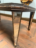 Vintage Italian Chinoiserie Coffee Table, Hand Painted Asian Scenic Glass Top