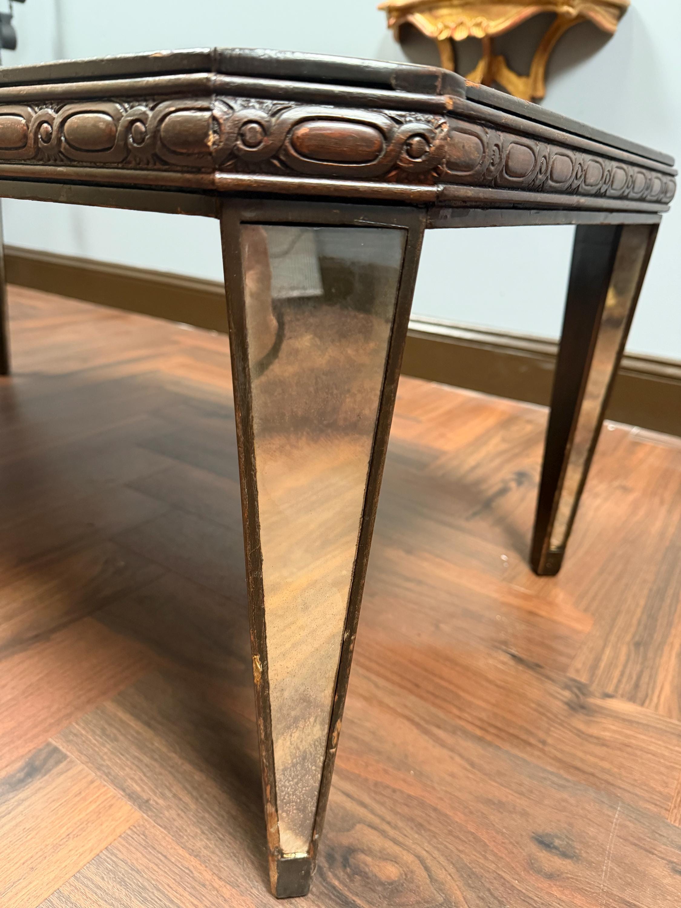 Vintage Italian Chinoiserie Coffee Table, Hand Painted Asian Scenic Glass Top